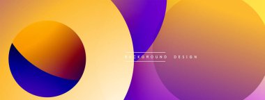 Katmanlı dairesel şekiller canlı renklerde, düzgün geçiş, derinlik efektleri ve modern, fütürist estetiğe sahip, gradyan açısından zengin soyut bir tasarım oluşturur.