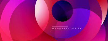 Katmanlı dairesel şekiller canlı renklerde, düzgün geçiş, derinlik efektleri ve modern, fütürist estetiğe sahip, gradyan açısından zengin soyut bir tasarım oluşturur.