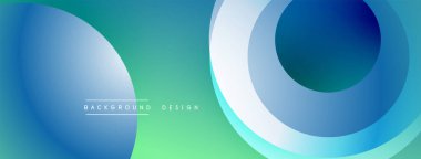 Üst üste binen dairesel şekillere sahip arka plan tasarımı, pürüzsüz gradyanlar ve yumuşak ışıklandırma efektleri, dinamik soyut bir kompozisyon oluşturur