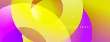 Katmanlı dairesel şekiller canlı renklerde, düzgün geçiş, derinlik efektleri ve modern, fütürist estetiğe sahip, gradyan açısından zengin soyut bir tasarım oluşturur.