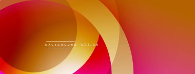 Katmanlı dairesel şekiller canlı renklerde, düzgün geçiş, derinlik efektleri ve modern, fütürist estetiğe sahip, gradyan açısından zengin soyut bir tasarım oluşturur.