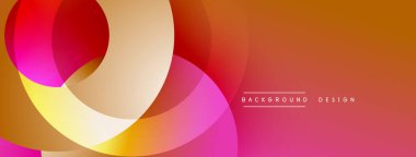 Katmanlı dairesel şekiller canlı renklerde, düzgün geçiş, derinlik efektleri ve modern, fütürist estetiğe sahip, gradyan açısından zengin soyut bir tasarım oluşturur.