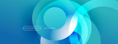 Katmanlı dairesel şekiller canlı renklerde, düzgün geçiş, derinlik efektleri ve modern, fütürist estetiğe sahip, gradyan açısından zengin soyut bir tasarım oluşturur.