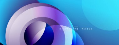 Katmanlı dairesel şekiller canlı renklerde, düzgün geçiş, derinlik efektleri ve modern, fütürist estetiğe sahip, gradyan açısından zengin soyut bir tasarım oluşturur.