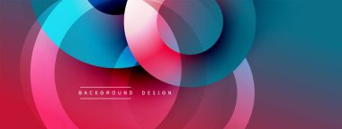 Üst üste binen dairesel şekillere sahip arka plan tasarımı, pürüzsüz gradyanlar ve yumuşak ışıklandırma efektleri, dinamik soyut bir kompozisyon oluşturur