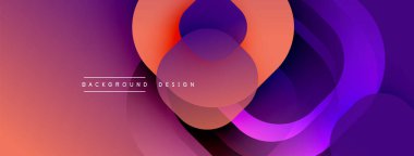 Çembersel soyut tasarım üst üste binen yarı saydam daireler ve yuvarlak şekiller, harmanlanan eğriler ve düzgün eğriler, derinlik, karşıtlık ve dinamik görsel efekt oluşturur.