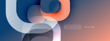 Çembersel soyut tasarım üst üste binen yarı saydam daireler ve yuvarlak şekiller, harmanlanan eğriler ve düzgün eğriler, derinlik, karşıtlık ve dinamik görsel efekt oluşturur.