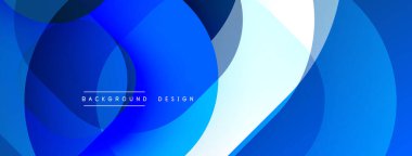 Çembersel soyut tasarım üst üste binen yarı saydam daireler ve yuvarlak şekiller, harmanlanan eğriler ve düzgün eğriler, derinlik, karşıtlık ve dinamik görsel efekt oluşturur.