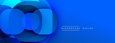 Çembersel soyut tasarım üst üste binen yarı saydam daireler ve yuvarlak şekiller, harmanlanan eğriler ve düzgün eğriler, derinlik, karşıtlık ve dinamik görsel efekt oluşturur.