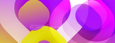 Çembersel soyut tasarım üst üste binen yarı saydam daireler ve yuvarlak şekiller, harmanlanan eğriler ve düzgün eğriler, derinlik, karşıtlık ve dinamik görsel efekt oluşturur.