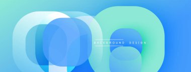 Çembersel soyut tasarım üst üste binen yarı saydam daireler ve yuvarlak şekiller, harmanlanan eğriler ve düzgün eğriler, derinlik, karşıtlık ve dinamik görsel efekt oluşturur.