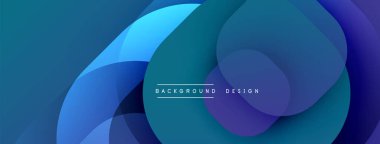 Çembersel soyut tasarım üst üste binen yarı saydam daireler ve yuvarlak şekiller, harmanlanan eğriler ve düzgün eğriler, derinlik, karşıtlık ve dinamik görsel efekt oluşturur.