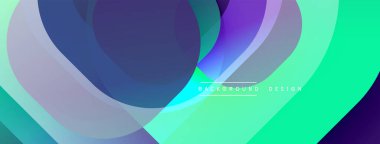 Çembersel soyut tasarım üst üste binen yarı saydam daireler ve yuvarlak şekiller, harmanlanan eğriler ve düzgün eğriler, derinlik, karşıtlık ve dinamik görsel efekt oluşturur.