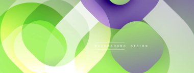 Çembersel soyut tasarım üst üste binen yarı saydam daireler ve yuvarlak şekiller, harmanlanan eğriler ve düzgün eğriler, derinlik, karşıtlık ve dinamik görsel efekt oluşturur.