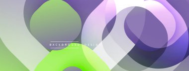 Çembersel soyut tasarım üst üste binen yarı saydam daireler ve yuvarlak şekiller, harmanlanan eğriler ve düzgün eğriler, derinlik, karşıtlık ve dinamik görsel efekt oluşturur.