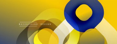 Çembersel soyut tasarım üst üste binen yarı saydam daireler ve yuvarlak şekiller, harmanlanan eğriler ve düzgün eğriler, derinlik, karşıtlık ve dinamik görsel efekt oluşturur.