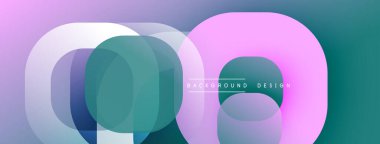 Çembersel soyut tasarım üst üste binen yarı saydam daireler ve yuvarlak şekiller, harmanlanan eğriler ve düzgün eğriler, derinlik, karşıtlık ve dinamik görsel efekt oluşturur.