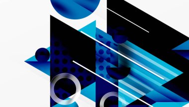 Modern geometrik arkaplan - düzgün eğimli ve yarı şeffaf üçgenler üst üste biniyor