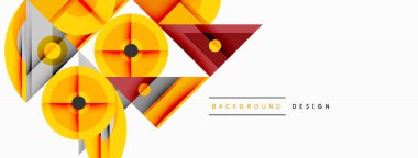 Keskin açılı dinamik geometrik bileşim, dairesel biçimler ve eğim renkleri