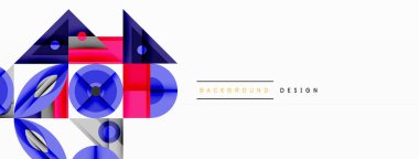 Kesişen şekiller, daireler, üçgenler ve gradyanlar ile geometrik soyut bileşim, canlı renkleri ve dinamik karşıtlıkları harmanlayarak modern, geleceksel bir görsel tasarım yaratmak için