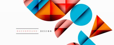 Çemberler ve üçgenlerin kesiştiği soyut geometrik desen. Yüksek kontrastlı kompozisyon derinlik yaratır ve dinamik, modern estetik