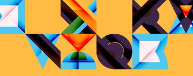 Minimum geometrik soyut arkaplan. Çember kare ve üçgen tasarımı