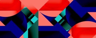 Birleştirilmiş açısal ve eğri şekilli soyut geometrik çizimler, pürüzsüz eğimli dinamik bileşimler ve kalın karşıtlıklar