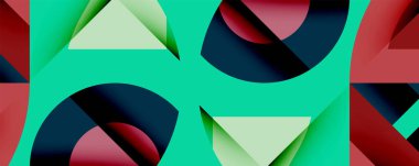 Birbirine kenetlenmiş dairesel ve açısal şekillerle soyut geometrik bileşim, pürüzsüz gradyanlar ve beyaz arkaplan üzerinde keskin karşıtlıklar