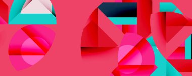 Birbirine kenetlenmiş dairesel ve açısal şekillerle soyut geometrik bileşim, pürüzsüz gradyanlar ve beyaz arkaplan üzerinde keskin karşıtlıklar