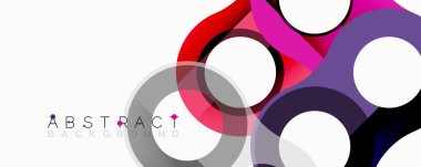 Üst üste binen dairesel ve tüp şekilli soyut daire ögesi bileşimi, pürüzsüz gradyanlar, şeffaflık efektleri ve dinamik katman