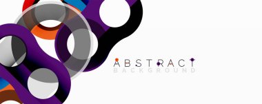 Üst üste binen dairesel ve tüp şekilli soyut daire ögesi bileşimi, pürüzsüz gradyanlar, şeffaflık efektleri ve dinamik katman