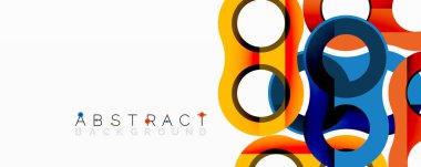 Birbirine kenetlenmiş dairesel ve tüp şekilli soyut geometrik desenler, pürüzsüz gradyanlar, keskin zıtlıklar ve dinamik katmanlar içerir.