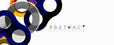 Üst üste binen dairesel ve tüp şekilli soyut daire ögesi bileşimi, pürüzsüz gradyanlar, şeffaflık efektleri ve dinamik katman