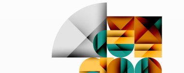 Katmanlı daireler ve açısal segmentlerle modern soyut kompozisyon gradyan, şeffaflık efektleri ve yapılandırılmış geometrik düzen içerir.