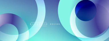 Katmanlı dairesel şekiller canlı renklerde, düzgün geçiş, derinlik efektleri ve modern, fütürist estetiğe sahip, gradyan açısından zengin soyut bir tasarım oluşturur.