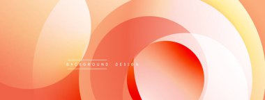 Katmanlı dairesel şekiller canlı renklerde, düzgün geçiş, derinlik efektleri ve modern, fütürist estetiğe sahip, gradyan açısından zengin soyut bir tasarım oluşturur.