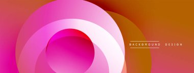 Katmanlı dairesel şekiller canlı renklerde, düzgün geçiş, derinlik efektleri ve modern, fütürist estetiğe sahip, gradyan açısından zengin soyut bir tasarım oluşturur.