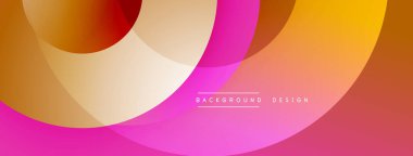 Katmanlı dairesel şekiller canlı renklerde, düzgün geçiş, derinlik efektleri ve modern, fütürist estetiğe sahip, gradyan açısından zengin soyut bir tasarım oluşturur.