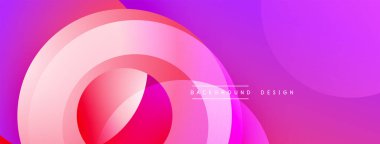 Katmanlı dairesel şekiller canlı renklerde, düzgün geçiş, derinlik efektleri ve modern, fütürist estetiğe sahip, gradyan açısından zengin soyut bir tasarım oluşturur.