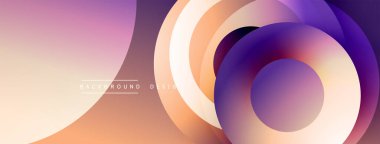 Üst üste binen dairesel şekillere sahip arka plan tasarımı, pürüzsüz gradyanlar ve yumuşak ışıklandırma efektleri, dinamik soyut bir kompozisyon oluşturur
