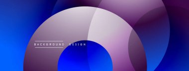 Katmanlı dairesel şekiller canlı renklerde, düzgün geçiş, derinlik efektleri ve modern, fütürist estetiğe sahip, gradyan açısından zengin soyut bir tasarım oluşturur.