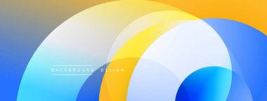 Katmanlı dairesel elementlerle soyut bileşim, eğimlerin ve yumuşak geçişlerin harmanlanması, derinlik, hareket ve görsel uyum hissi yaratır.