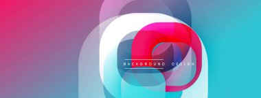 Çembersel soyut tasarım üst üste binen yarı saydam daireler ve yuvarlak şekiller, harmanlanan eğriler ve düzgün eğriler, derinlik, karşıtlık ve dinamik görsel efekt oluşturur.