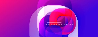 Çembersel soyut tasarım üst üste binen yarı saydam daireler ve yuvarlak şekiller, harmanlanan eğriler ve düzgün eğriler, derinlik, karşıtlık ve dinamik görsel efekt oluşturur.