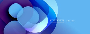 Çembersel soyut tasarım üst üste binen yarı saydam daireler ve yuvarlak şekiller, harmanlanan eğriler ve düzgün eğriler, derinlik, karşıtlık ve dinamik görsel efekt oluşturur.