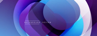 Çembersel soyut tasarım üst üste binen yarı saydam daireler ve yuvarlak şekiller, harmanlanan eğriler ve düzgün eğriler, derinlik, karşıtlık ve dinamik görsel efekt oluşturur.