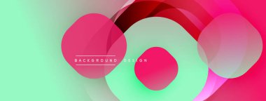 Çembersel soyut tasarım üst üste binen yarı saydam daireler ve yuvarlak şekiller, harmanlanan eğriler ve düzgün eğriler, derinlik, karşıtlık ve dinamik görsel efekt oluşturur.