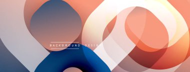 Çembersel soyut tasarım üst üste binen yarı saydam daireler ve yuvarlak şekiller, harmanlanan eğriler ve düzgün eğriler, derinlik, karşıtlık ve dinamik görsel efekt oluşturur.