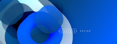 Çembersel soyut tasarım üst üste binen yarı saydam daireler ve yuvarlak şekiller, harmanlanan eğriler ve düzgün eğriler, derinlik, karşıtlık ve dinamik görsel efekt oluşturur.