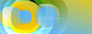 Çembersel soyut tasarım üst üste binen yarı saydam daireler ve yuvarlak şekiller, harmanlanan eğriler ve düzgün eğriler, derinlik, karşıtlık ve dinamik görsel efekt oluşturur.